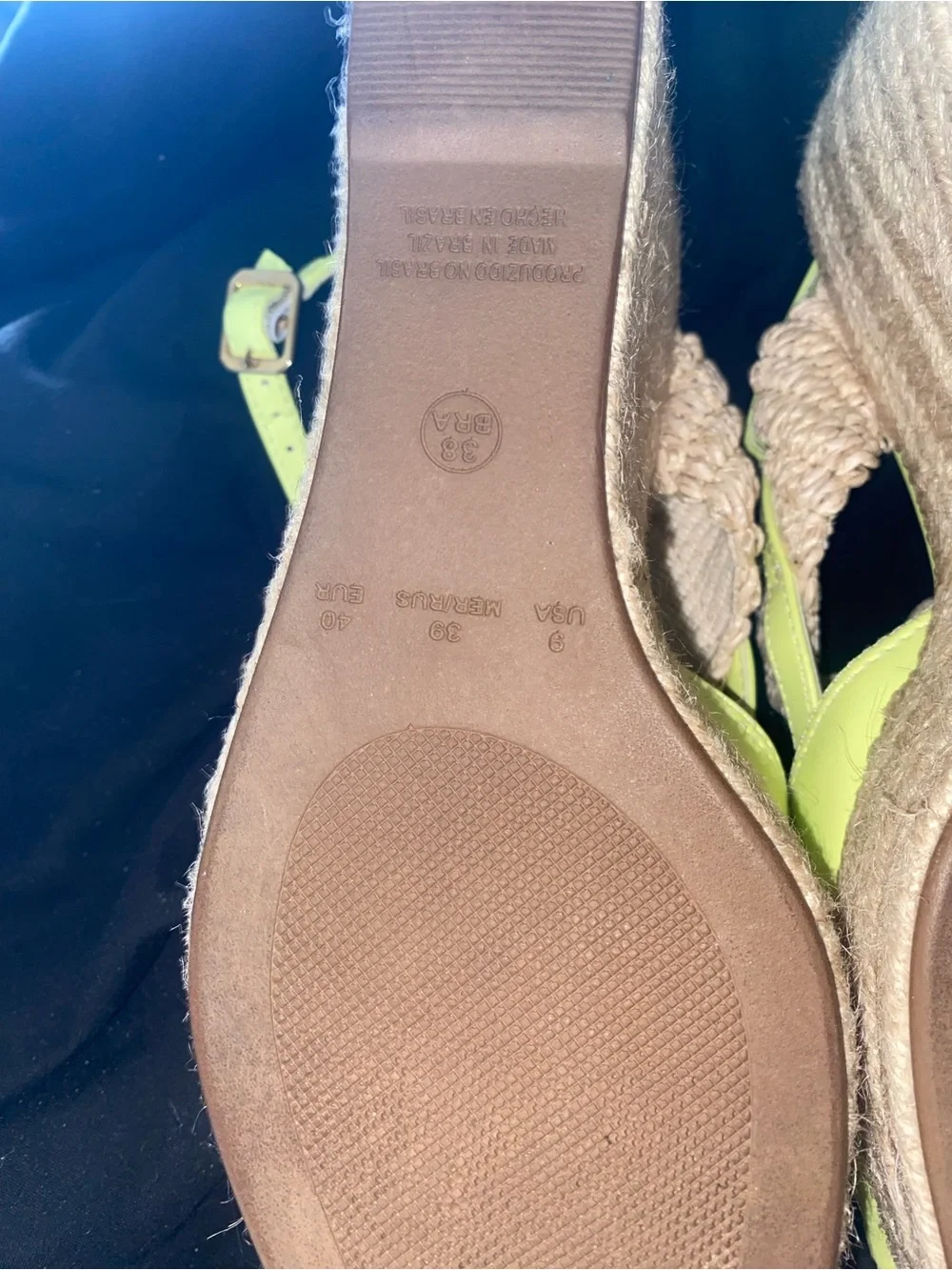 OFF Lime Green Espadrille Platform Wedge Sandals Made in Brazil Size 9